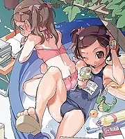 Hentai: lolicon, college swimsuit, swimsuit, water, water gun, one-piece swimsuit.